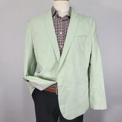 JF Ferrar Men's Sport Coat Blazer Single Button Lime Green Polyester Blend 48R - Image 1 of 4