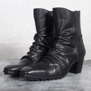 Trendy Genuine Leather Ankle Boots Men's Back Zipper High-heel Work Casual Boots - Picture 1 of 26