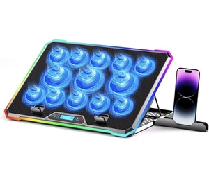 Gaming Laptop Cooler 13 Ventole RGB Supporto LCD DOPPIO USB 9 Altezza Regolabile - Foto 1 di 7