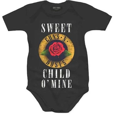 GUNS N ROSES Guns N' Roses Kids Baby Grow: Child O' Mine Rose OFFIZIELL NEU schwarz