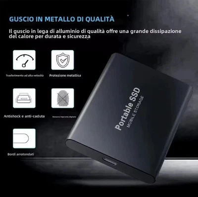 HARD DISK ESTERNO 4TB ssd portatile veloce usb 3.1 tipo C per pc mac backup dati - Image 1 of 3