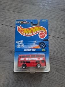Tarjeta Hot Wheels 1996 azul/blanca #613 London Bus rojo - The London Standard con 5 Sp - Imagen 1 de 2