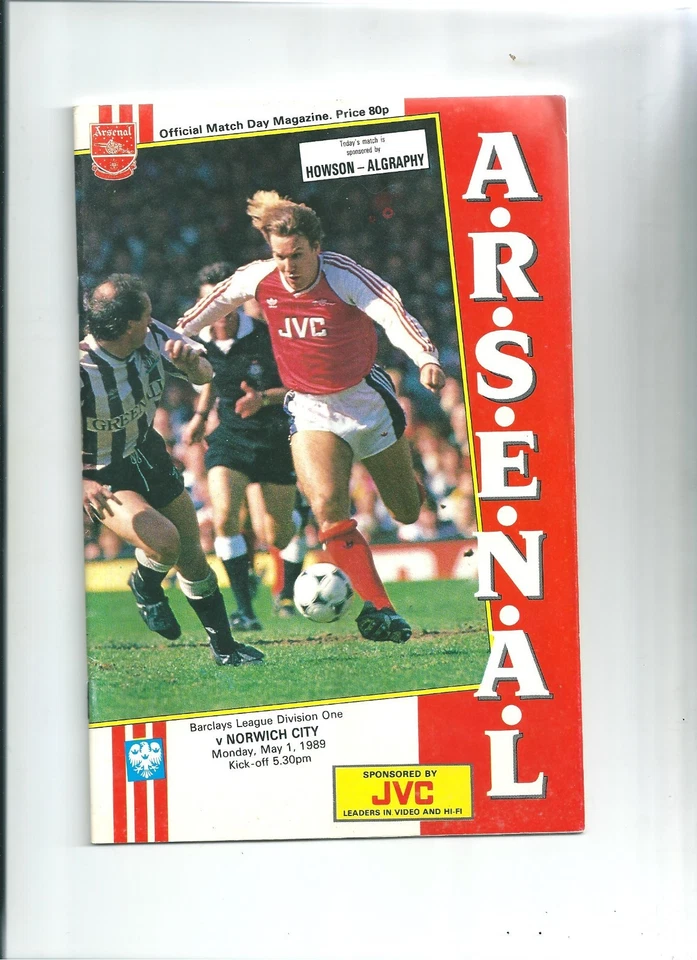 ARSENAL v NORWICH CITY 1988-89 - Image 1 of 1