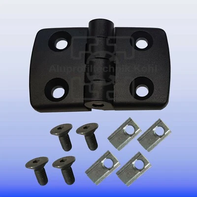 MARKENLOS Scharnier 40x80 Kunststoff schwarz mit Befestigung für Aluprofil 40x40 Nut 8 l
