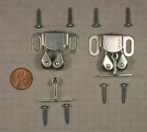 ORIGINAL DOUBLE ROLLER CATCH, STEEL, ZINC-PLATED, 3/4" LONG STRIKE, WITH SCREWS - Picture 1 of 2