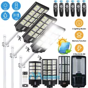 2000W 9900000000lm Commercial Solar Street Light PIR Road Lamp 3 Modes IP67+Pole - Picture 1 of 174