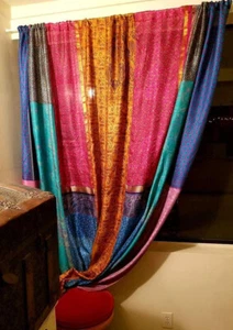 2 pc set of Window Colorful Curtain, Recycled Curtains-Patchwork Curtain - Picture 1 of 3