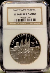 2002 WEST POINT Silver Dollar NGC PF70💥FLAWLESS QUALITY💥 - Picture 1 of 4