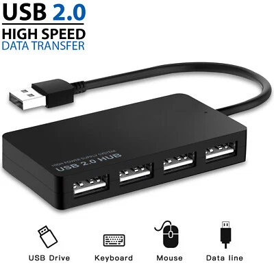 High Speed 4 Port USB HUB 2.0 Multi Splitter Expansion Desktop PC Laptop Adapter - Image 1 of 4
