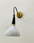 Mid Century Brass Wall Sconce Italian Diabolo White and Black Wall Light Flower