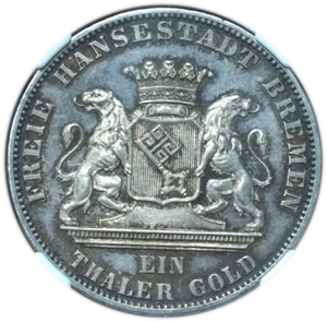 Proof 1865-B Germany Taler Bremen Shooting Festival PF65 NGC - Very Rare! - Picture 1 of 5