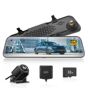 WOLFBOX 4K Dash cam Mirror Dash Camera Front and Rear View Dash Cam Free 32G SD - Picture 1 of 9