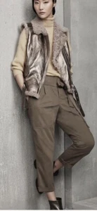 Brunello Cucinelli Metallic Leather Shearling-Lined Vest Jacket sz 48 NWT $ 8995 - Picture 1 of 16