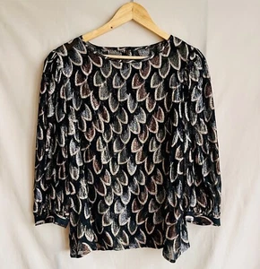 Camicia blusa vintage anni 80 piuma metallizzata taglia 10 C&A anni 80 rara lusso - Foto 1 di 11