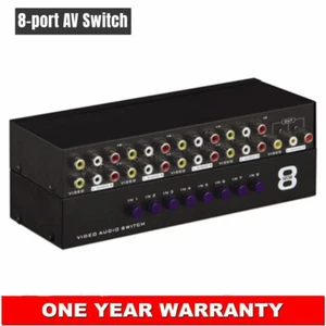 8 Port AV Audio Video RCA 8 Input 1 Output Switch Switcher Selector Splitter Box - Picture 1 of 4