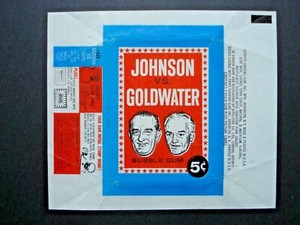 1964 TOPPS *JOHNSON VS GOLDWATER* WAX WRAPPER (secret club ring ad)