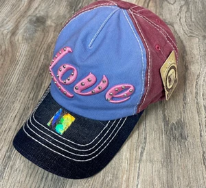 Pit Bull DAMEN LOVE LACHS & BLAU BASEBALL KAPPE VERSTELLBAR FÜR KOMFORT NEU MIT ETIKETT - Bild 1 von 4