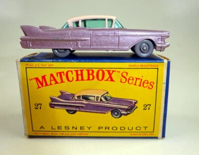 Matchbox RW 27C Cadillac 60 Special lilametallic graue Räder in "D" Box - Bild 1 von 4