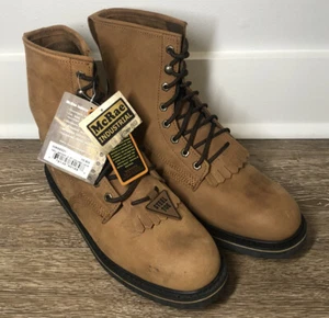 NWT McRae Steel Toe Rivet Brown Leather Work Combat Boot Size Mens US 10.5 M - Picture 1 of 10