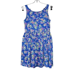 Polo Ralph Lauren Girl's Sz 14 Blue Yellow Pink Flowers Fit Flare Dress Lined EU - Picture 1 of 12