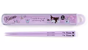 JAPAN Sanrio Kuromi Chromi lila schwarz Essstäbchen + Essstäbchen Box Etui Set Skater - Bild 1 von 1