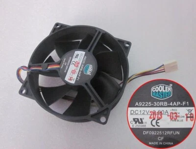 New Cooler Master chassis fan A9225-30RB-4AP-F1 DF0922512RFUN 12V 0.6A 4-Pin  - Image 1 of 4
