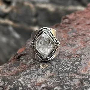 Herkimer Diamantring Handarbeit Ring Damenring 925 Silber Ring Statement Ring - Bild 1 von 6
