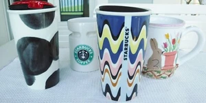 Lot of 4 STARBUCKS Mugs - Tall, short, and a hand painted Rabbits from Hungary - Picture 1 of 23