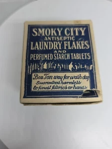 Kleine alte Vintage 1900er Box/Inhalt Smoky City Wäscheflocken Pittsburgh PA - Bild 1 von 7