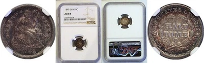 1849-O H10C Seated Liberty Half Dime NGC AU-58 - Image 1 of 3