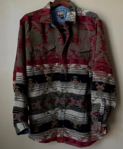 C.E. Schmidt Workwear Shacket XLT Multi Southwest Collared Curved Hem Button-Up - Picture 1 of 7