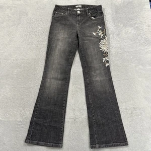 Pantalones de mezclilla para mujer Metro 7 8 embellecidos florales bordados corte bota vintage negros - Imagen 1 de 8