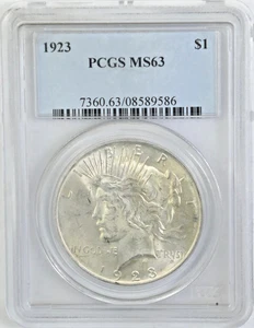 1923 Peace Silver Dollar MS63 PCGS - Picture 1 of 2