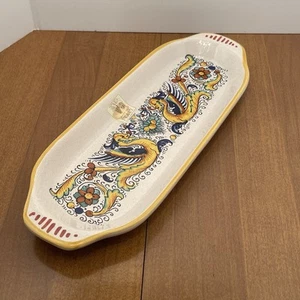 Deruta Dish Ceramic Celery Relish Raffaelesco Double Dragon Italy Trinket Tray - Picture 1 of 12