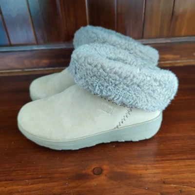 Fitflop замшевые женские зимние ботинки меха подкладка желтовато-коричневый слоновой кости размер 6,5 - Изображение 1 из 4