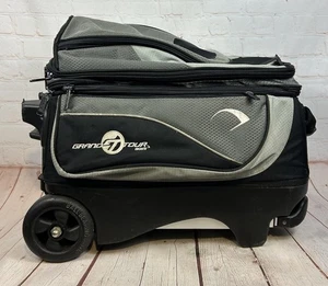 Ebonite Grand Tour Two Bowling Ball Rolling Puller Bag Black and Gray - Picture 1 of 9