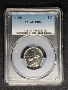 1955 PCGS PR67 Proof Jefferson Nickel - 5C - Five Cents - Old Blue Holder - Picture 1 of 4