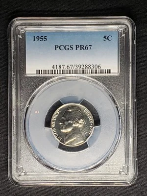 1955 PCGS PR67 Proof Jefferson Nickel - 5C - Five Cents - Old Blue Holder - Image 1 of 4