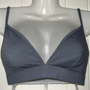 Triangle Bralette Medium Gray Organic Stretch Cotton Pullover Wireless Comfort - Picture 1 of 13