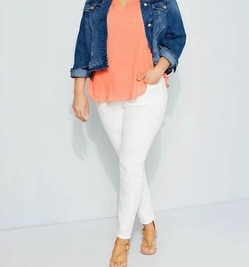 Michael Kors Selma Skinny Jeans Damen Übergröße 18 W weiß minimalistisch bequem Freizeit - Bild 1 von 15