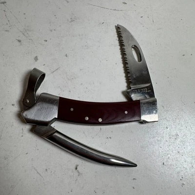 Vintage A.G. Russell Stainless Steel Serrated Blade Marlinspike Folding Knife - Image 1 of 4