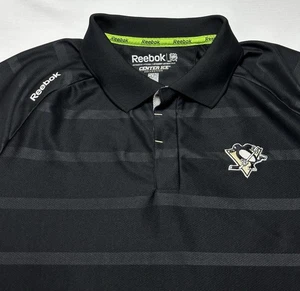 Pittsburgh Penguins NHL Reebok Center Ice Men’s Striped Polo Shirt Size Large - Picture 1 of 9