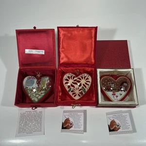 Juego de 3 adornos corazón vidrio Navidad muelle 1 pintado a mano Li Bien 2008,10,14 - Imagen 1 de 5