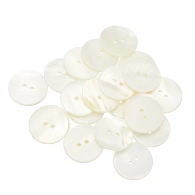 21件装天然贝壳纽扣,2孔23毫米圆形珍珠母纽扣,白色 — 第 1/4 张图片