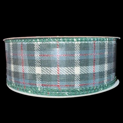 Plaid Wired Holiday Ribbon 1.5" X 10 Yards Green & Red Place & Time - Image 1 of 4