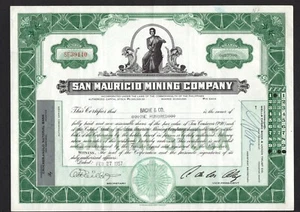 San Mauricio Mining Company Aktienzertifikat 1957 - Serie: SF39140 - W08 - Bild 1 von 2