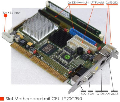 Slot Motherboard LY20C390 With Lpt Parallel Rs-232 750Mhz Cpu Vga Netzwerk V742 - Image 1 of 4