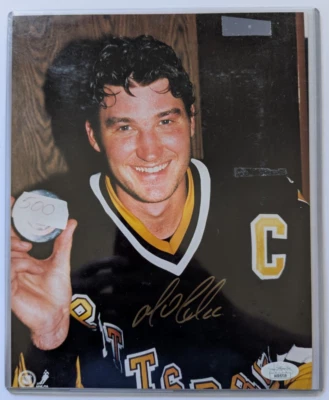 Foto firmada por Mario Lemieux 8x10 "500 goles" con certificado de autenticidad JSA Foto 1 de 4