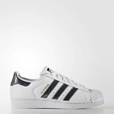 Unisex Adidas Superstar Originals White Metallic Snake Black Junior S76352