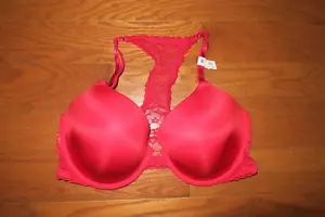 38C VICTORIA'S SECRET ❤️ RACEBACK FRONT COVERAGE ❤️ Bra RED PERFECT COVERAGE NWT - Picture 1 of 5